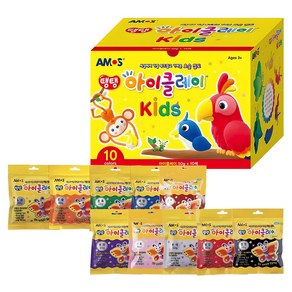 아모스 탱탱 아이클레이 키즈 50g 10색 세트, 혼합색상, 1개