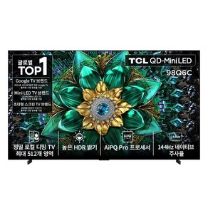 TCL 4K UHD QD Mini LED 스마트 TV, 248cm(98인치), 98Q6C, 벽걸이형, 방문설치