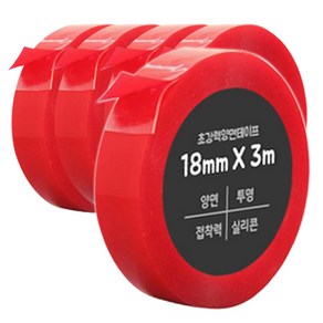 다다 초강력 양면테이프18mm x 3m, 투명, 5개