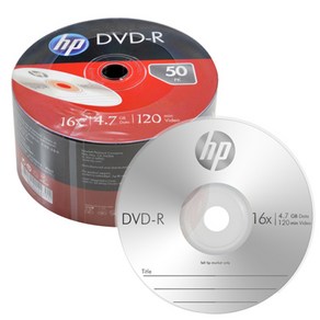 HP DVD-R 공디스크 16x 4.7GB 50P 벌크 팩, 50개