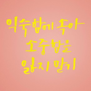 1AM 캘리그라피 인테리어 포인트 스티커 익숙함에 속아