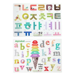 맘스보드 문자자석놀이 한글 + 영어 소문자, 1세트, 한글(자음 14p + 모음 10p) + 알파벳(소문자 26p + 아이스크림 7p)