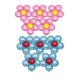 파티쇼 플라워 은박 풍선 핑크 5p + 라이트블루 5p, 혼합 색상, 1세트