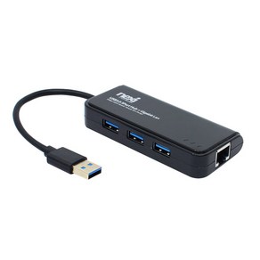 넥시 USB3.0 3포트 허브 + 기가비트 랜카드 NX-UE303PL, 블랙, 1개