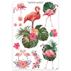 타투에이전트 ART TATTOO 프리미엄 타투 스티커, A20 Pink Flamingo, 2개