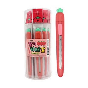 핑크풋 1000 딸기 커터칼 24p, 혼합색상, 24개