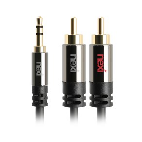 넥시 3.5mm 스테레오 AUX 1ST 2RCA 케이블 2m NX945, NX-1S2R-020, 혼합색상, NX-1S2R-020