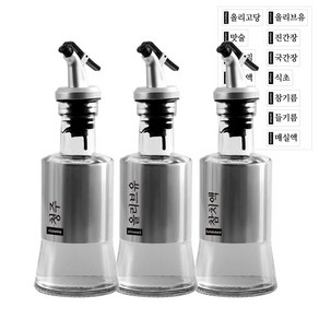 이우아여사 304스텐 유리 오일병 200ml x 3개 + 13종스티커