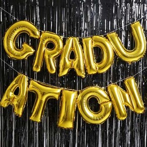 GRADUATION 은박풍선 커튼 세트, 골드, 1세트