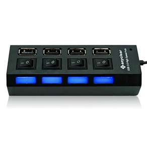 애니클리어 USB 2.0 4포트 멀티 허브 PDB-HUB204, 블랙