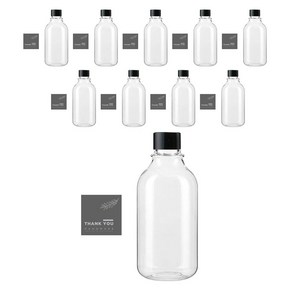 병도매닷컴 ARB300 투명 페트병 300ml + 검정캡 + 병라벨 스티커 11M, 10세트