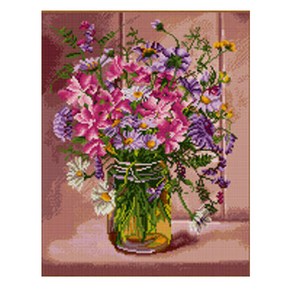 케이엠엘리 코스모스 순정 3D 비즈 DIY 키트 액자형 원형큐빅 40 x 50 cm, 혼합색상, 1세트