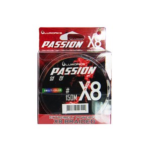 루웍스 PASSION X8 멀티칼라합사 150m, 연두 + 주홍 + 보라 + 노랑 + 파랑, 1개