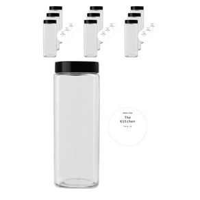 사각 잡곡통 1200ml x 10p + 검정캡 10p + 네임스티커 원형 10p, 혼합색상, 잡곡통(지름 84mm x 높이 226mm), 네임스티커(지름 60mm), 1개