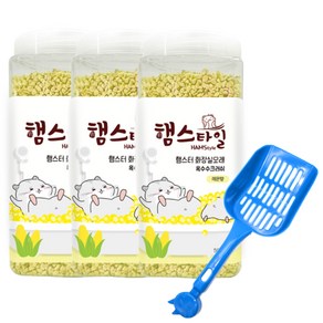 햄스타일 햄스터 화장실모래 옥수수크러쉬 레몬향 500g x 3p + 모래삽 세트, 1세트