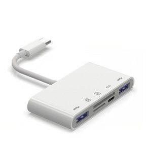 뉴비아 USB 허브 5 in 1 멀티포트 C타입 카드리더 SDC-W5, 화이트, 1개