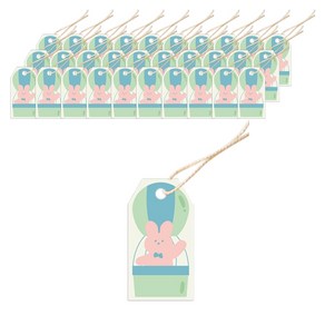 도나앤데코 선물포장 종이 태그 100p + 면끈 100p 세트, 1세트, 솜사탕 토순이 해피데이