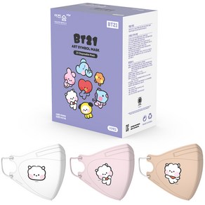 어린숨엣지 라인프렌즈 BT21 아트심볼 새부리형 컬러마스크 중형 RJ 미니니 3종 x 10p 세트