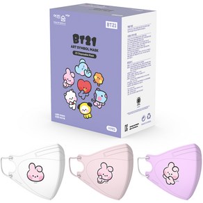 어린숨엣지 라인프렌즈 BT21 아트심볼 새부리형 컬러마스크 소형 COOKY 미니니 3종 x 10p 세트