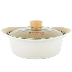 키친아트 베이직 IH 인덕션 우드 세라믹 전골 냄비, 크림화이트, 1개, 22cm