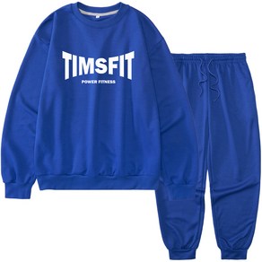 TIMSFIT 남녀공용 빅사이즈 피트니스 빅로고 맨투맨 조거팬츠 셋업