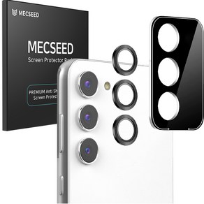 MECSEED 5CX 알루미늄 프리미엄 풀커버 강화유리 휴대폰 카메라 렌즈 액정보호필름 블랙 세트, 1세트