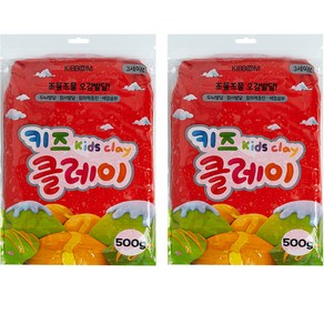 키즈 클레이 2p, 빨강, 500g, 2개