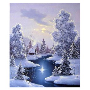 알로데 스노우 성 겨울 트루 벽장식 보석십자수 DIY키트 30 x 40 cm, NO 05, 1개