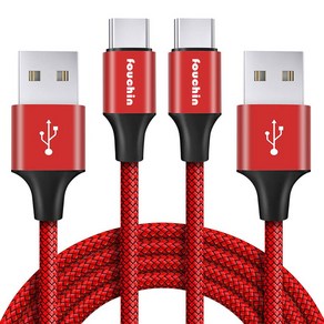 갠지라이프 USB A타입-USB C타입 고속 충전 케이블, 3m, 레드, 2개