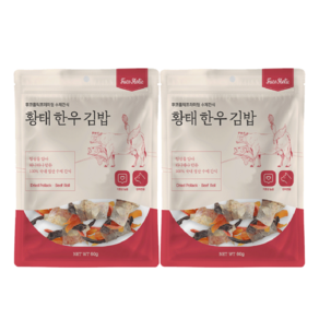 후코홀릭 강아지 황태 한우 김밥, 혼합맛(황태/소고기), 60g, 2개