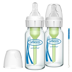 닥터브라운 내로우넥 옵션스플러스 유리젖병 트윈팩, 혼합색상, 120ml, 2개