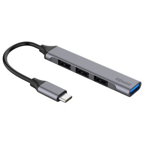 탱글우드 에센셜 5Gbps TYPE C to USB 3.1 4포트 일체형 슬림 멀티허브 TW-HB01-T4A4, 그레이, 1개