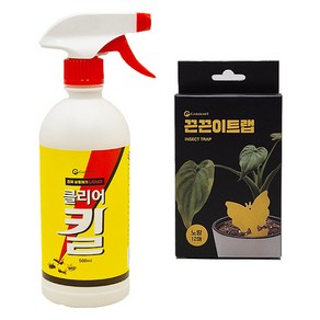 가든잇 클리어킬 원예용살충제+끈끈이 트랩 노랑12매, 1세트, 500ml