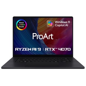 에이수스 2024 프로아트 P16 라이젠9 라이젠 AI 300시리즈 지포스 RTX 4070, 나노 블랙, H7606WI-ME140X, 1TB, 32GB, WIN11 Po