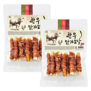 네츄럴이엑스 강아지 한우 닭가슴살, 120g, 2개