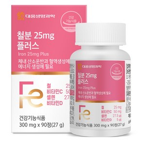 대웅생명과학 철분 25mg 플러스 27g, 90정, 1개