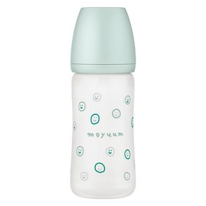 모윰 유아용 해피모어 에디션 실리콘 코팅 노꼭지 유리젖병, 민트, 1개, 240ml