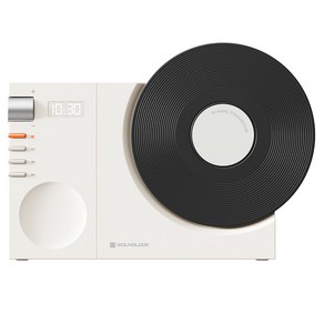 사운드룩 바이닐무드 LP 디지털 시계 블루투스 스피커 SL-BS800, 화이트