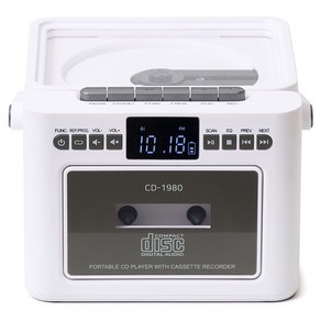 롯데알미늄 무선 카세트 양방향 블루투스 USB MP3 CD플레이터, 화이트, CD-1980