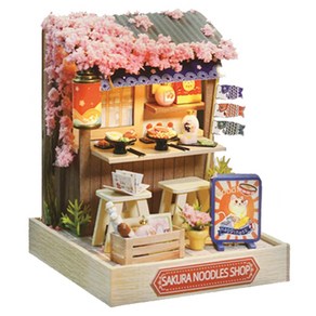 마메 DIY 여가생활 미니어처 세트, DF-056 벚꽃 국수집, 1세트