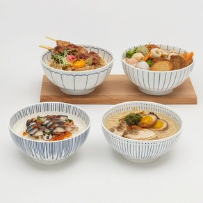 모루 일본풍 도자기 면기 4종 세트, 단포포 + 하나 + 사쿠라 + 시즈쿠, 1세트
