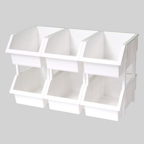 보노하우스 이유 적층형 다용도 정리함 15.5 x 23.5 x 11.2 cm, 화이트, 6개