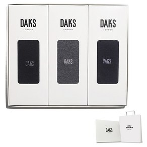 닥스 남성용 신사 프리미엄 장목 무지자수 3족 양말 선물세트 + 쇼핑백