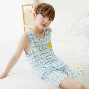 롤리트리 아동용 레이온 체크 포인트 민소매 실내복 상하의 세트
