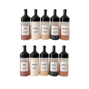 살림공간 소스통 블랙 + 라벨 18종, 300ml, 10개