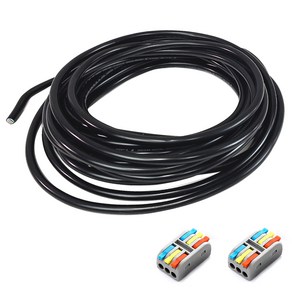원스탑 절단 VCTF 전기선 블랙 3m + 3P 레버커넥터 2p 세트 1.0SQ X 3C, 1세트