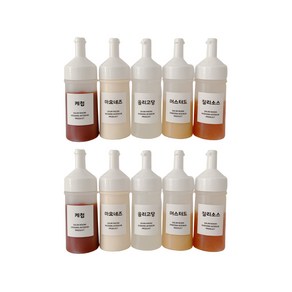 살림공간 소스통 화이트 + 라벨 18종, 300ml, 10개