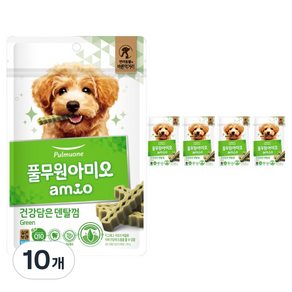 풀무원 강아지 아미오 건강담은 덴탈껌 그린, 100g, 10개