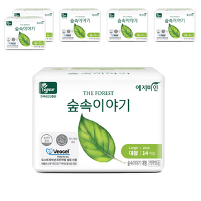 예지미인 숲속이야기 비오셀 생리대, 대형, 14개입, 6개