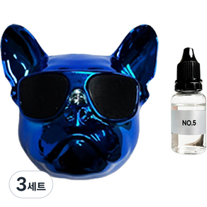 엠퓨처 차량용 불독 방향제 블루 + 오일 15ml + 클립 3cm + 오일솜 세트, No5, 3세트